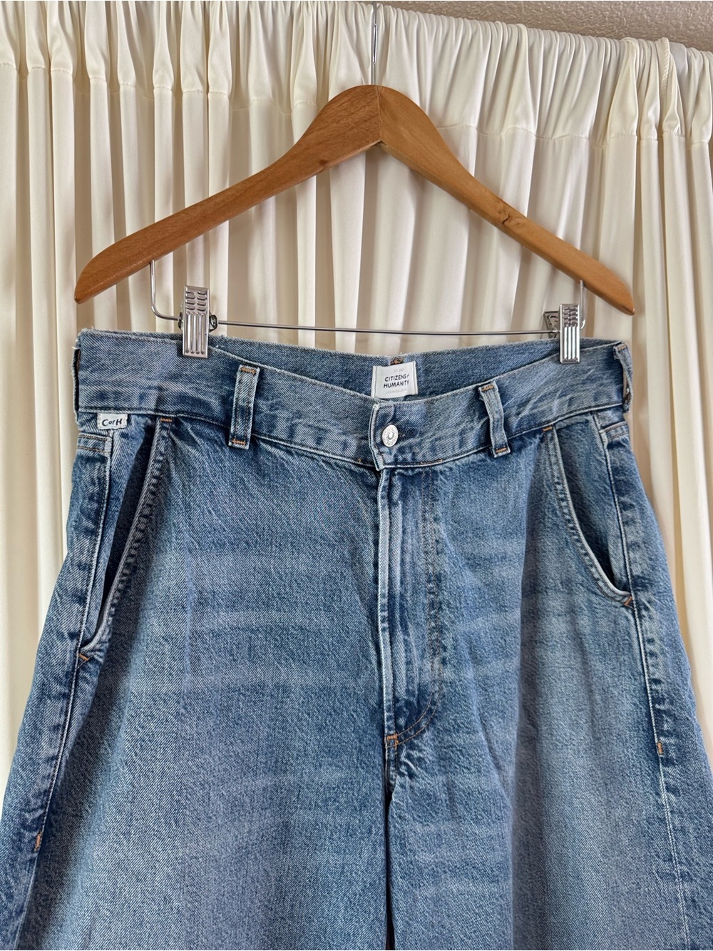 Citizens Of Humanity Beverly Trouser Wide-Leg Jeans in Medium Blue Wash Size 30 - Picture 3 of 9